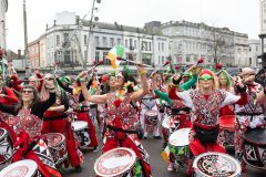 DKANE 17th March 2026 
REPRO FREE
Percussion band Batala Mundo participating at the 2026 Cork St. Patrick’s Day Parade which is organised by Cork City Council.
See www.corkstpatricksfestival.ie
Photo. Darragh Kane