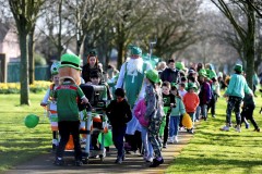 St Patrick walks with pupils at the school parade on Wednesday. 
 The  Cork City St Patrick's Day parade sets off at 1pm on Thursday in the city.
Pic: Larry Cummins.
St Patrick's Day parade in Tory Top Park by pupils from Gaelscoil An Teaghlaigh Naofa, Ballyphehane, Cork City.
/ Baile Feithean Co Chorcai ,Cork City on Wednesday morning.
